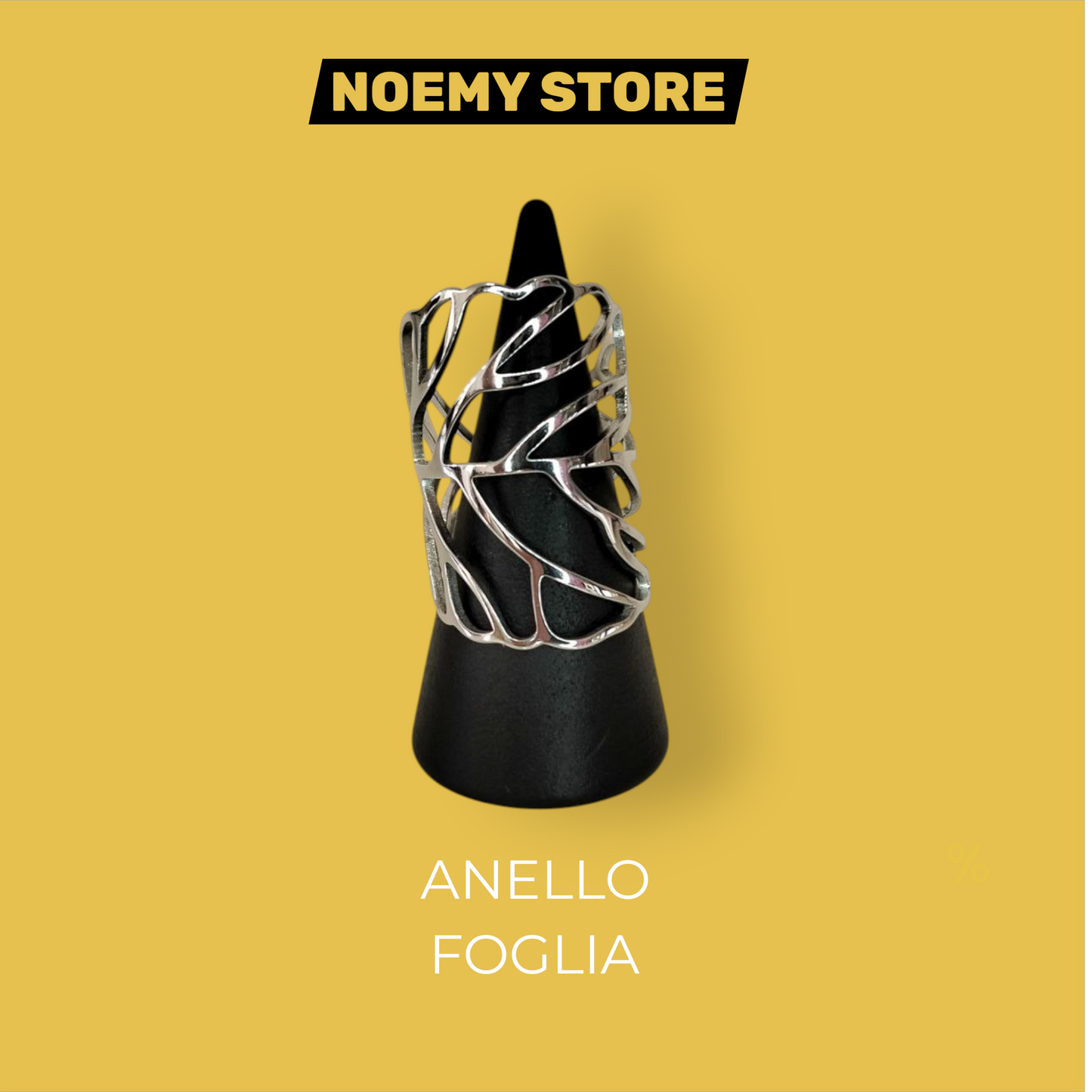 Anello Foglia in acciaio inossidabile regolabile