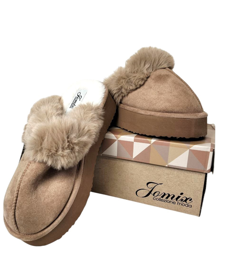 Ciabatte Invernali Platform in Suede con Pelliccia - Comfort Totale