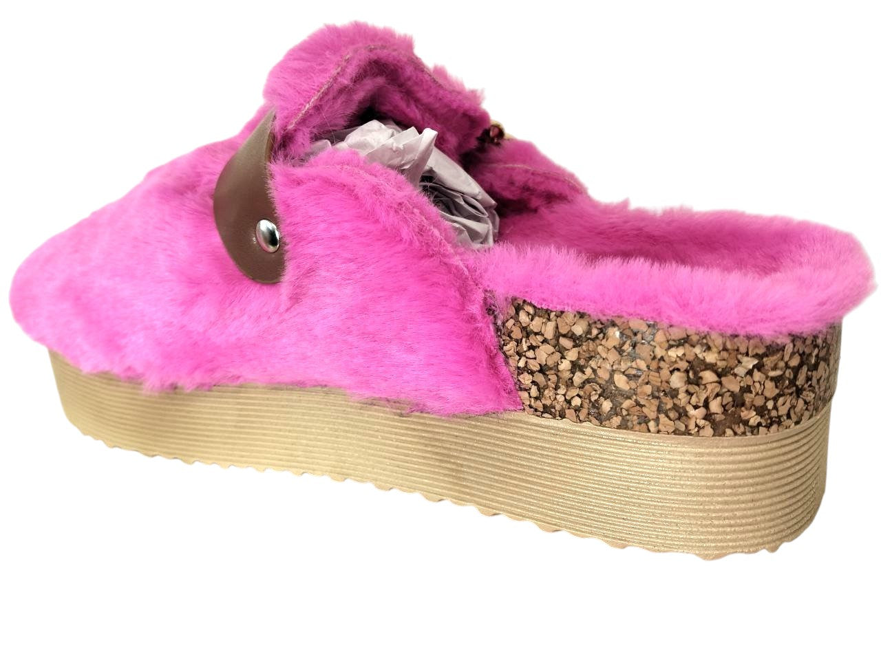 Ciabatte Mules Platform Pelo Rosa Barbiecore