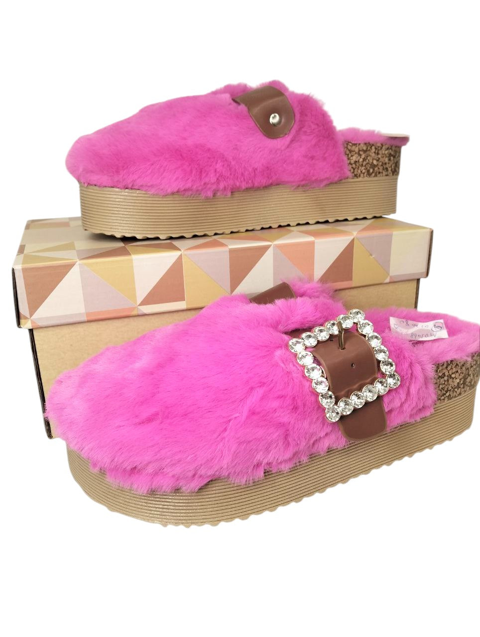 Ciabatte Mules Platform Pelo Rosa Barbiecore