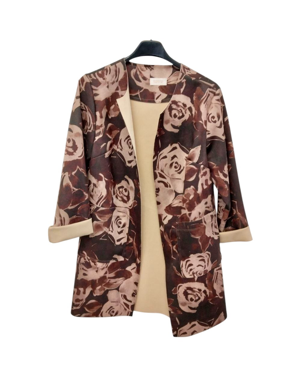Cardigan Aperto Floreale Rosato 'Soft Cotton'