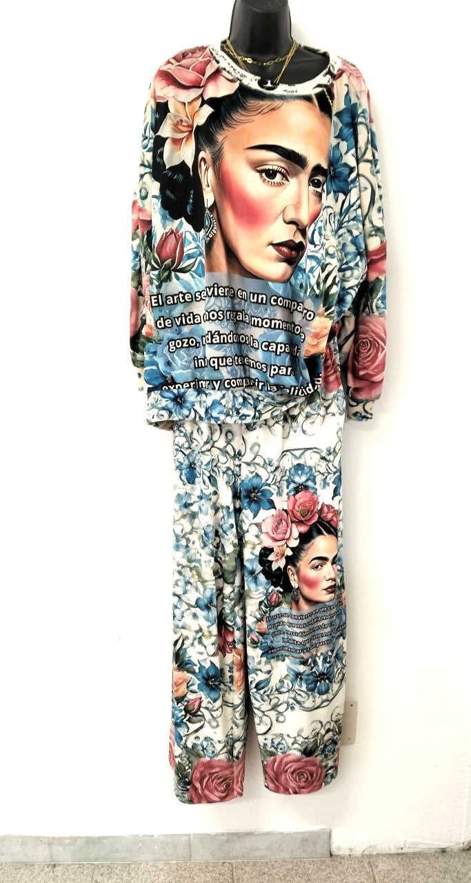 Completo 2 Pezzi Artistico 'Frida' Made in Italy - Morbido Effetto Velluto