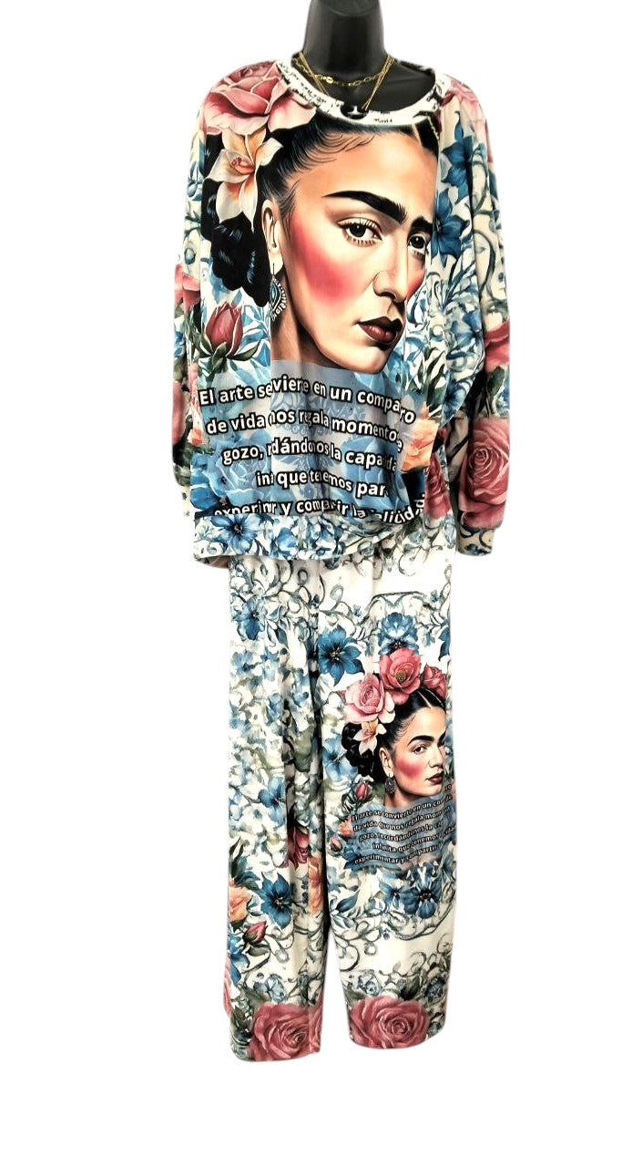 Completo 2 Pezzi Artistico 'Frida' Made in Italy - Morbido Effetto Velluto