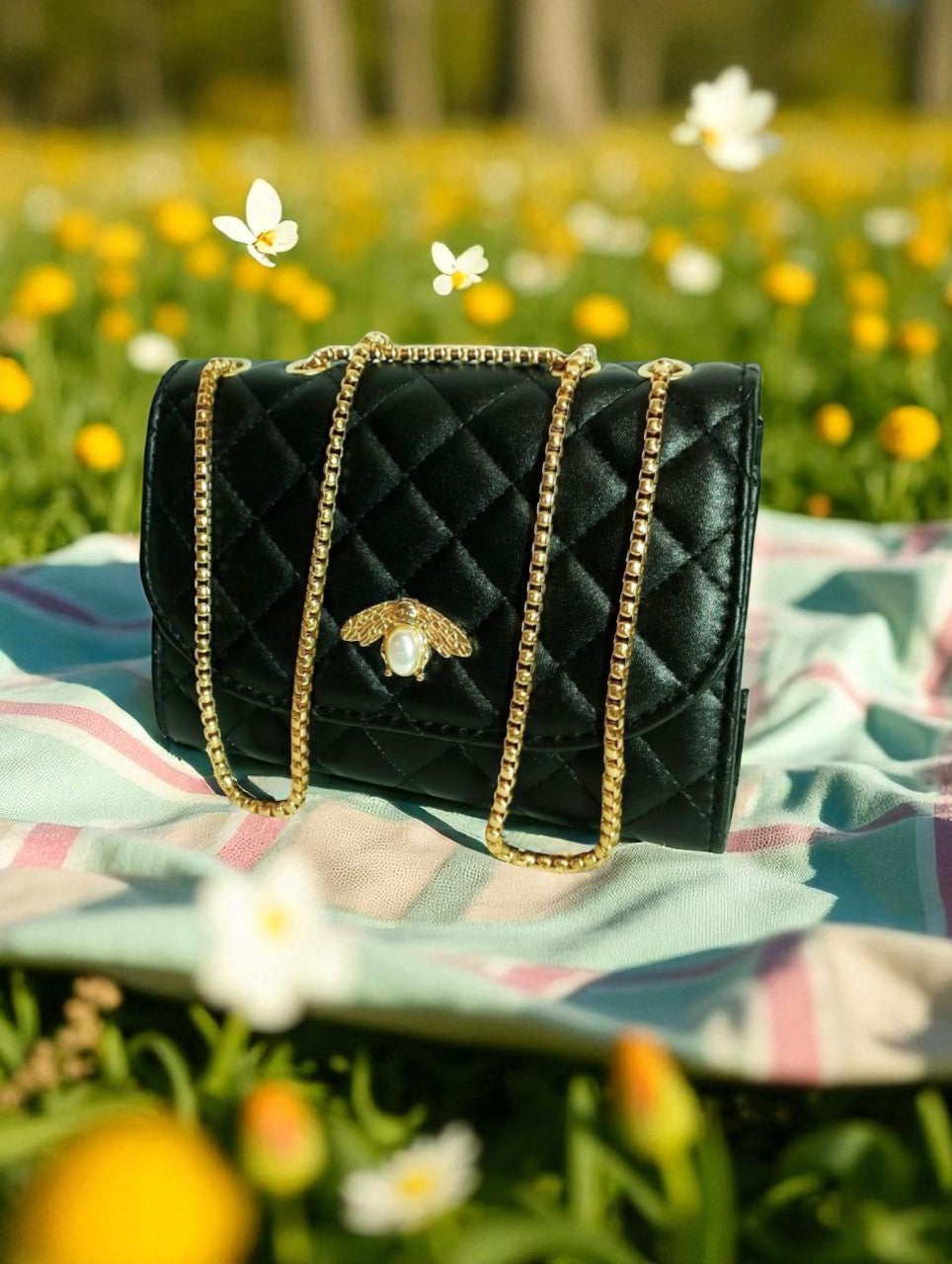 Borsa APETTA tracolla nera e oro