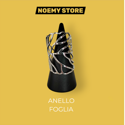 Anello Foglia  in acciaio inossidabile regolabile