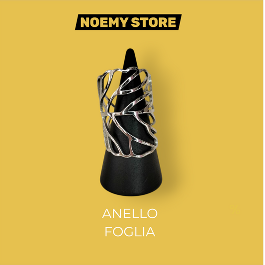 Anello Foglia  in acciaio inossidabile regolabile