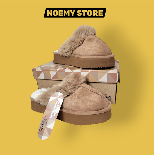 Ciabatte Invernali Platform in Suede con Pelliccia - Comfort Totale