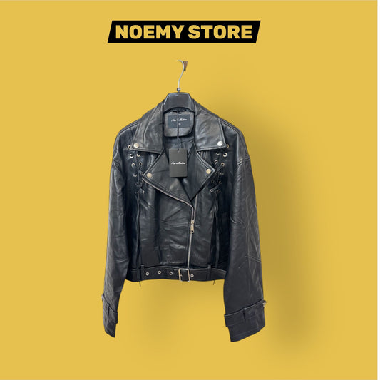 GIUBBOTTO ECOPELLE NERO BIKER/CHIODI - Oversize - Taglia L/XL