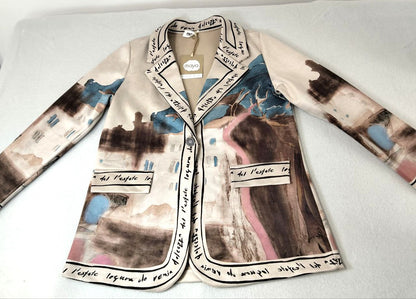 Blazer Stampa Acquarello 'Laguna' con Scritte