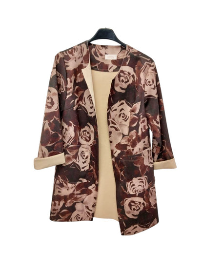 Cardigan Aperto Floreale Rosato 'Soft Cotton'