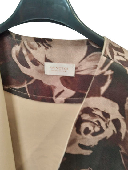 Cardigan Aperto Floreale Rosato 'Soft Cotton'