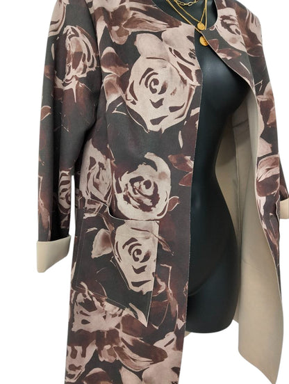 Cardigan Aperto Floreale Rosato 'Soft Cotton'