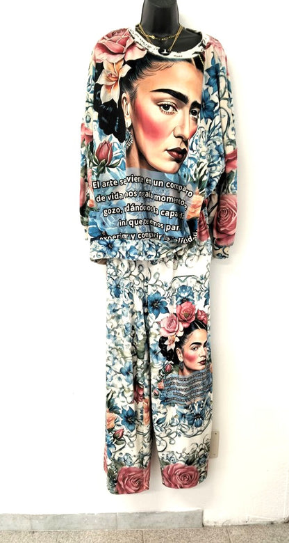 Completo 2 Pezzi Artistico 'Frida' Made in Italy - Morbido Effetto Velluto