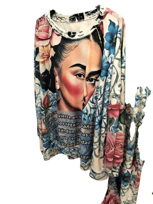 Completo 2 Pezzi Artistico 'Frida' Made in Italy - Morbido Effetto Velluto