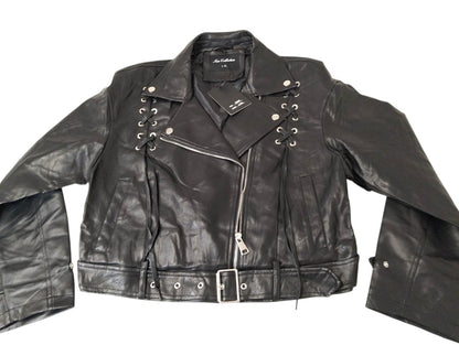 GIUBBOTTO ECOPELLE NERO BIKER/CHIODI - Oversize - Taglia L/XL