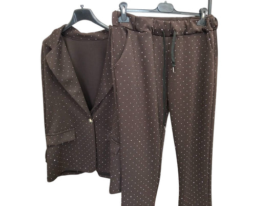 Completo marrone Diamanti veste fino uan L/XL
