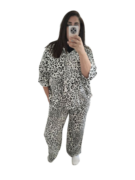 Completo leopardato veste fino una tg L