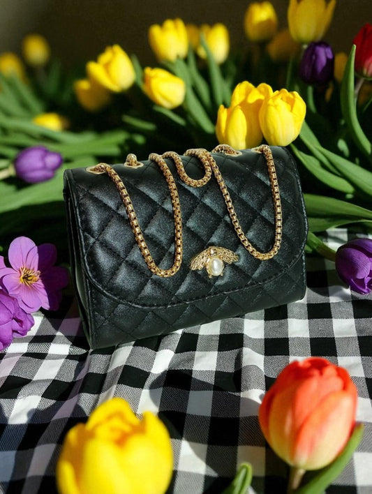 Borsa  APETTA  tracolla nera e oro